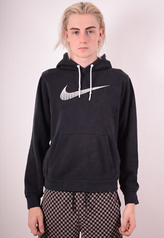 NIKE MENS VINTAGE HOODIE JUMPER SMALL BLACK 90S