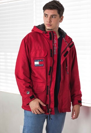 VINTAGE TOMMY HILFIGER SHELL JACKET LOGO 90S M 33.3