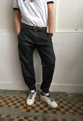 VINTAGE 90' COOL WAXED CALVIN KLEIN GREY CARGO TROUSERS