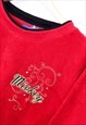 VINTAGE DISNEY MICKEY MOUSE FLEECE RED PULLOVER WITH LOGO 
