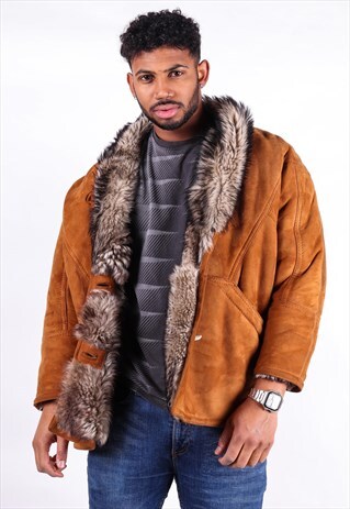 VINTAGE FAUX FUR LINED SUEDE JACKET J3944