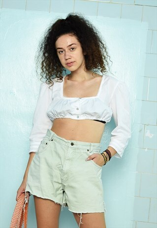 VINTAGE 90S HIGH WAIST DISTRESSED DENIM SHORTS CUTOFFS