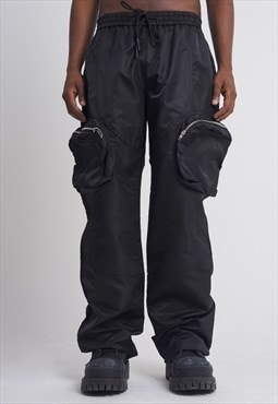 Cargo pocket joggers utility trousers skater pants in black