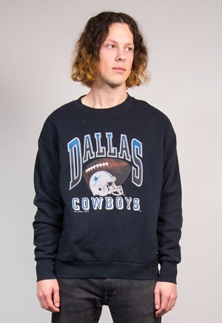 90'S VINTAGE BLACK DALLAS COWBOYS SWEATSHIRT JUMPER