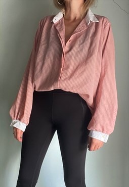 Vintage Dusky Pink Semi Sheer Blouse