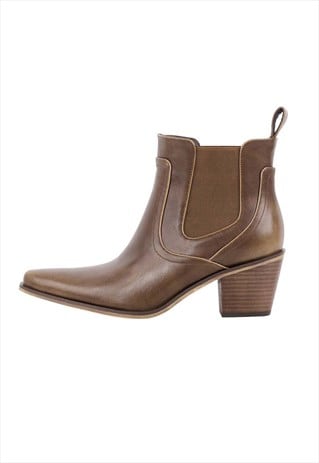 Chunky Heel Western Ankle Boots