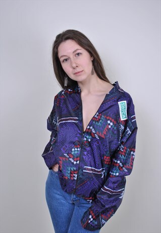 90S ABSTRACT SPORT JACKET, VINTAGE NYLON TRACK SUIT TOP
