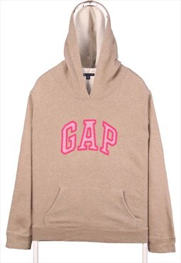 Vintage 90's Gap Hoodie Spellout Logo Pullover Beige