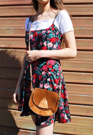 VINTAGE REAL SUEDE CROSS BODY BAG
