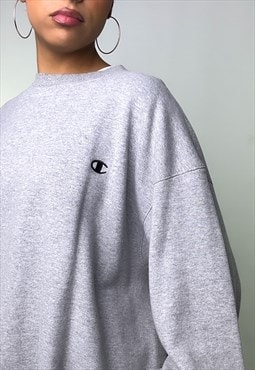 Grey 90s Champion Embroidered Sweatshirt