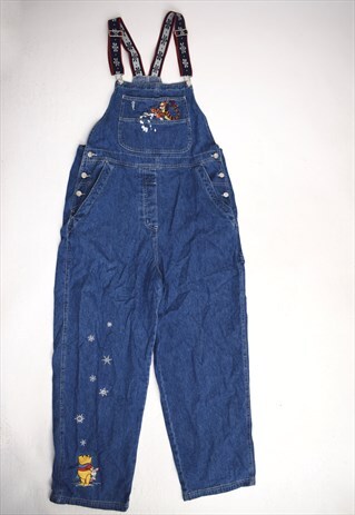 VINTAGE 90S DISNEY STORE WINNIE THE POOH BLUE DENIM DUNGAREE
