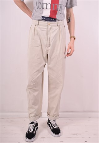POLO RALPH LAUREN MENS VINTAGE TROUSERS W36 L34 BEIGE 90S