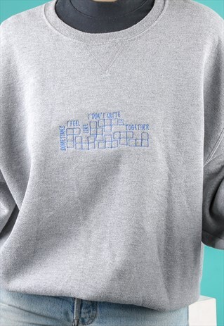 VINTAGE REWORK EMBROIDERY SWEATER FIT TOGETHER IN GREY