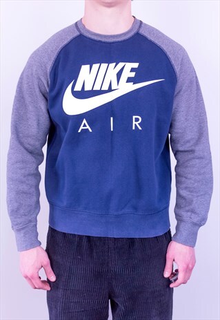 VINTAGE NIKE SWEATSHIRT SPELL OUT BLUE GREY