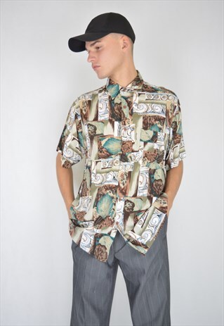 VINTAGE BROWN GRAPHIC SHORT SLEEVE SHIRT