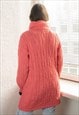 VINTAGE 80'S PINK OVERSIZED KNITTED LONG FIT JUMPER