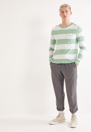 VINTAGE RALPH LAUREN STRIPED LONG SLEEVE TOP GREEN WHITE