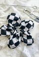 CHECKERBOARD OVERSIZE FLOWER SCRUNCHIE