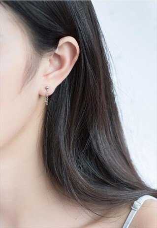 SIMPLE SHORT CHAIN STERLING SILVE HOOP EARRINGS