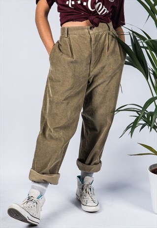 VINTAGE DOCKERS HIGH-WAISTED TROUSER IN BEIGE CORDUROY