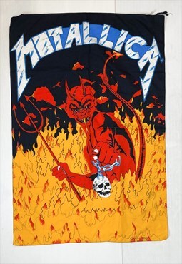 Vintage 90s Metallica flame devil poster flag 