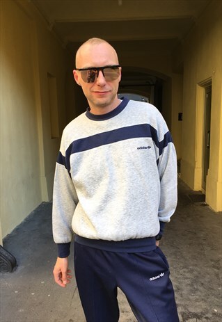 VINTAGE 70' OLDSCHOOL COOL UNISEX ADIDAS GREY SWEATSHIRT