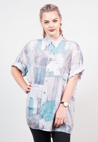 VINTAGE WAVEY PATTERN OVERIZE SHORT SLEEVE SHIRT