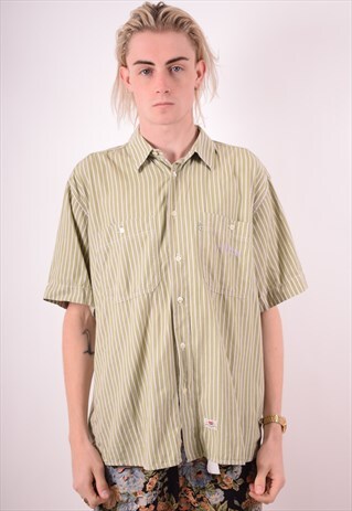 LEVI'S MENS VINTAGE SHIRT LARGE GREEN STRIPES 90S