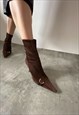 VINTAGE Y2K 00S SERGIO ROSSI SUEDE ANKLE BOOTS IN BROWN
