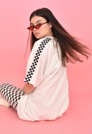 G&G UNISEX WHITE CHECKED S/S TEE
