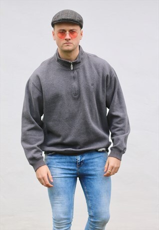 FILA USA 1/4 ZIP MINIMALIST ASPHALT GREY SWEATSHIRT