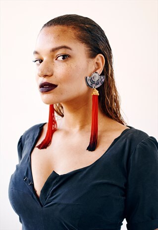 TAIS RED TASSEL EARRINGS