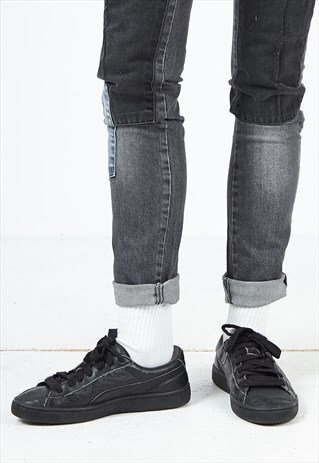 VINTAGE BLACK PUMA LEATHER TRAINERS