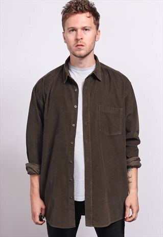 VINTAGE CORDUROY CORD SHIRT BROWN