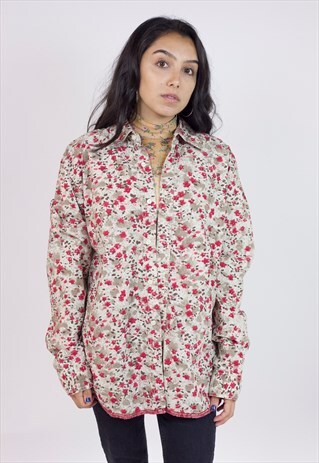 VINTAGE 90S HILFIGER DENIM FLOWER PATTERNED SHIRT