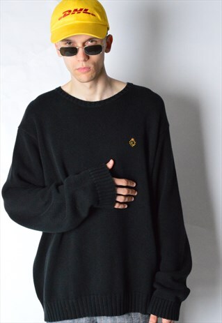 VINTAGE 90S BLACK KNIT MINIMALIST RALPH LAUREN JUMPER