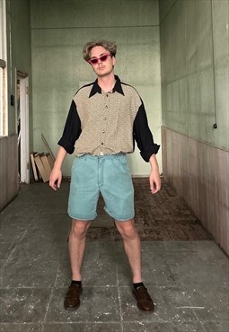 Vintage 90's denim summer capri cool shorts in wash green