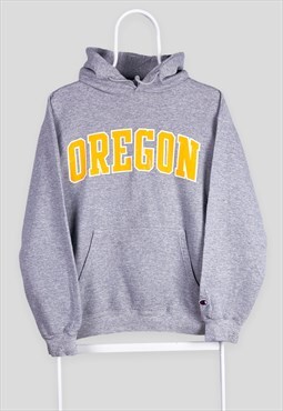 Vintage Champion Grey Hoodie Oregon USA Varsity College 