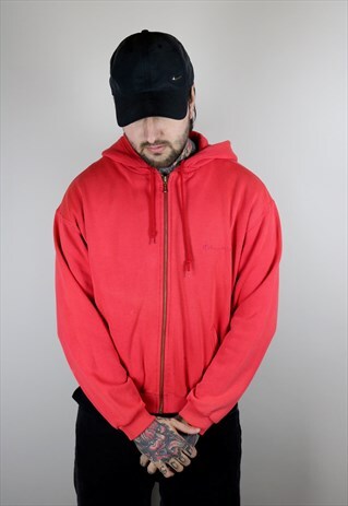 VINTAGE CHAMPION SWEATSHIRT IN RED WITH EMBROIDERED LOGO