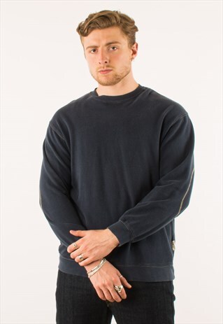 VINTAGE NAVY CALVIN KLEIN EMBOSSED CREWNECK SWEATSHIRTED