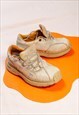Vintage Art Shoes 90s Leather Platform Sneakers in Beige