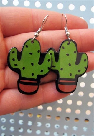 LARGE CACTUS EARRINGS