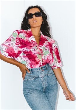 Vintage 90s Patterned Summer Floral Shirt
