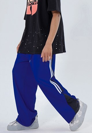 BLUE SPORTY RELAXED FIT PANTS TROUSERS