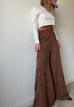 High Waisted Oversized Animal Print Trousers