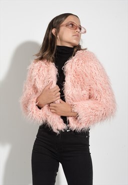 Pink faux fur jacket 