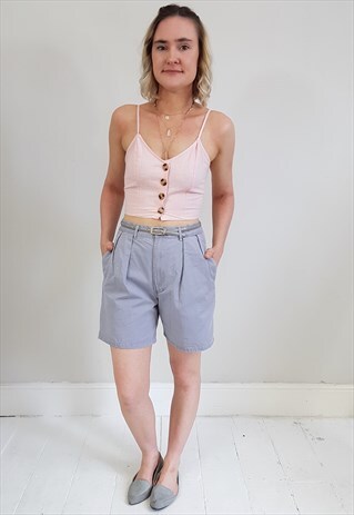 VINTAGE 90'S LIGHT GREY HIGH WAISTED DENIM SHORTS