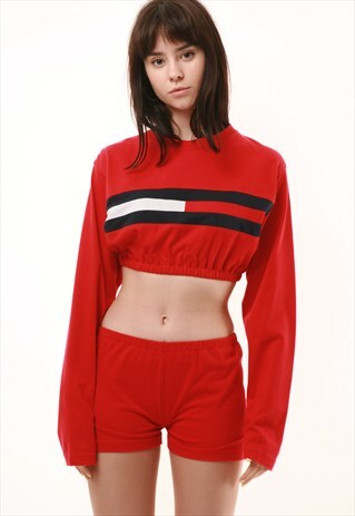 VINTAGE TOMMY JEANS REWORK CROP TOP SHORTS RW11