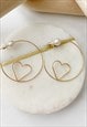 GOLD FAUX PEARL DROP CIRCLE HOOP ROUND HEART THIN EARRINGS