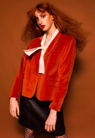 ORANGE VELVET BLAZER